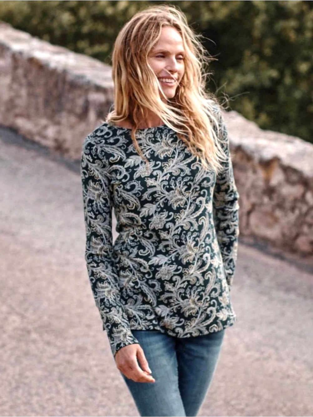 NWT J.JILL Perfect Pima Cotton Long Sleeve Crew Neck Top, XL